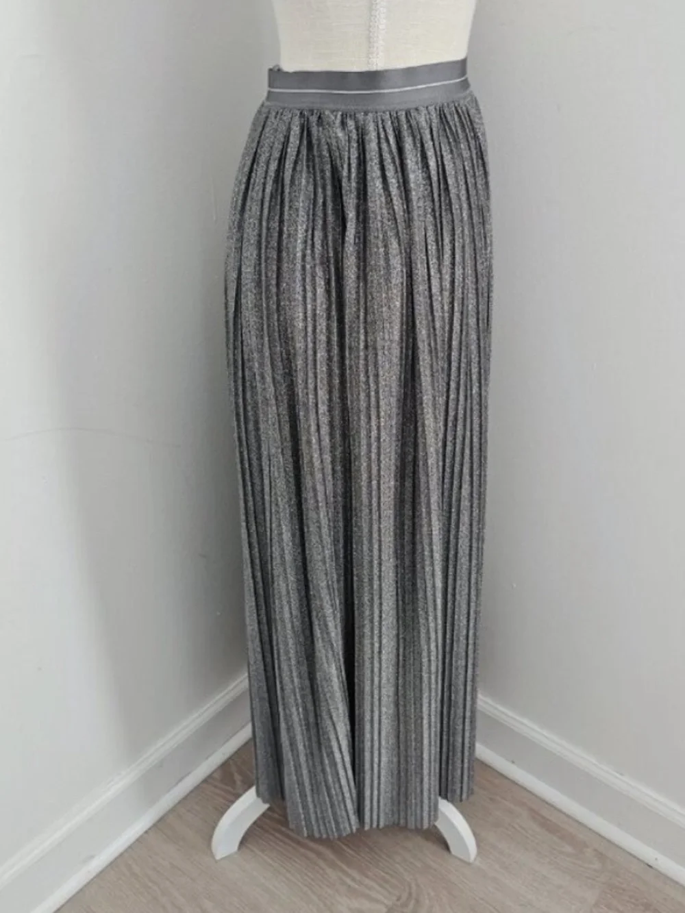 NWOT Aerie Women's Pleated Metallic Maxi Skirt Size Small